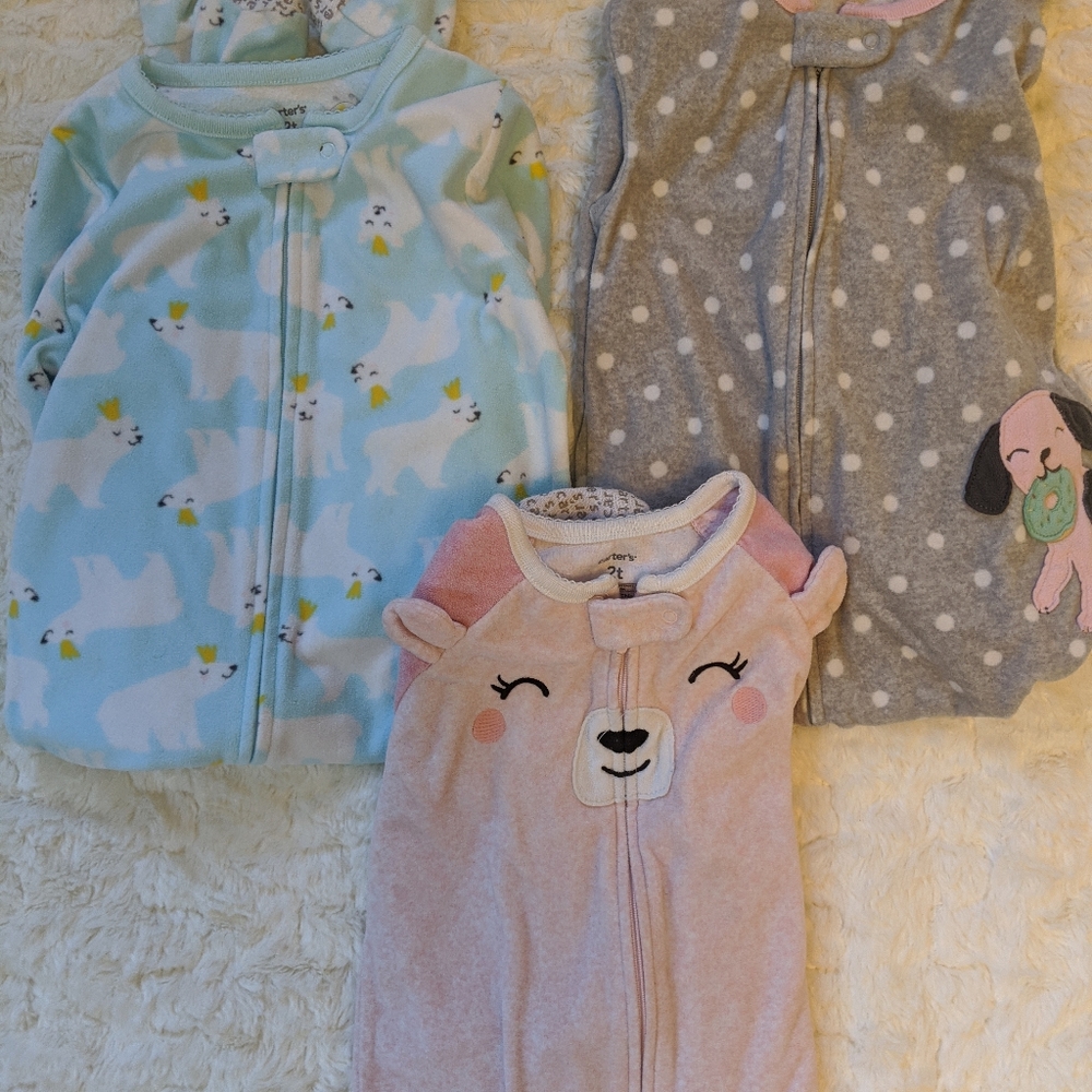 2T Carter's Zip Up Footed Pajamas